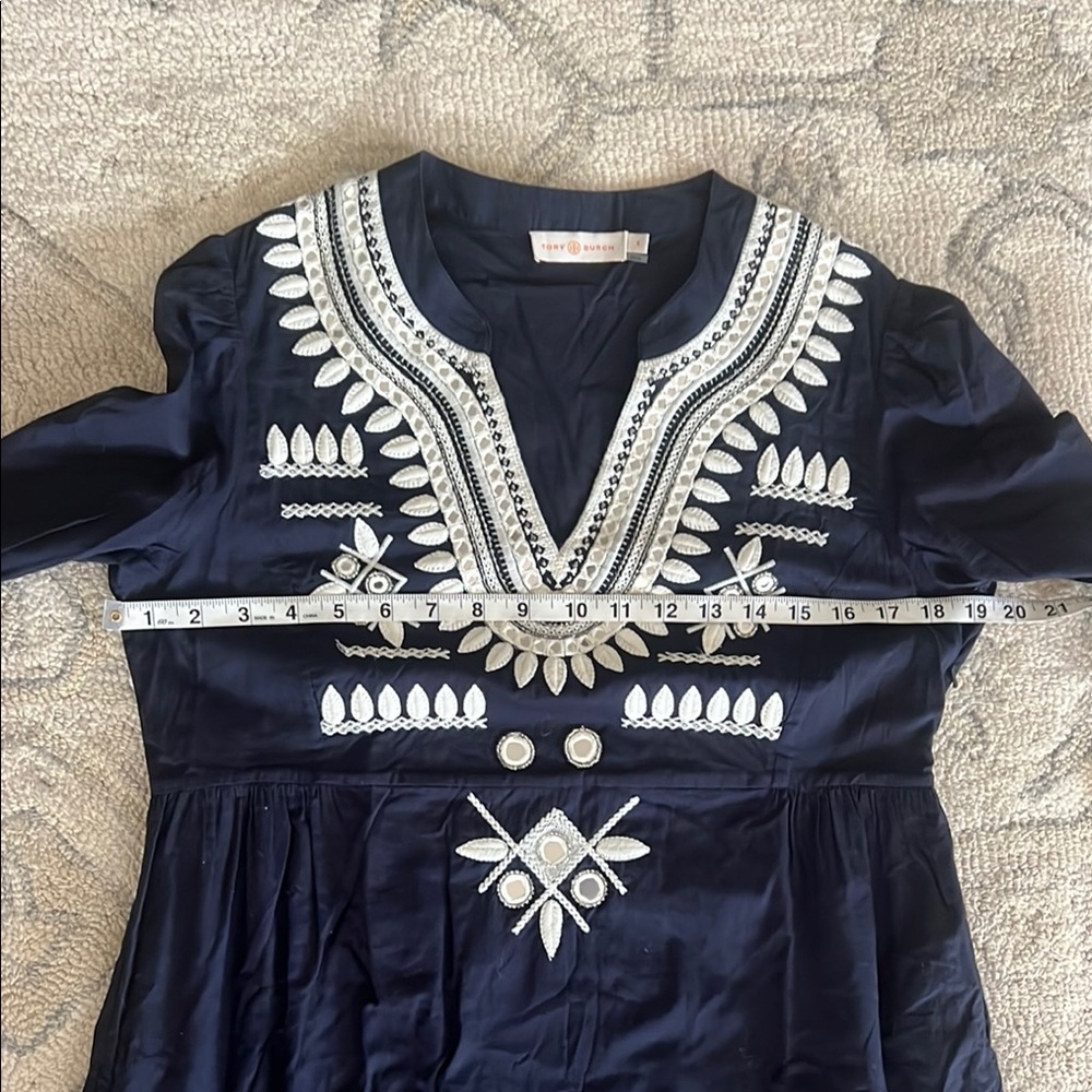 Tory Burch Blue and White Embellished Resort Gown - Picture 12 of 13